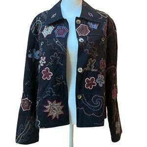Yak Magik Jacket Artisan Silk Embroidered Nepal Art to Wear Beaded Artsy Large